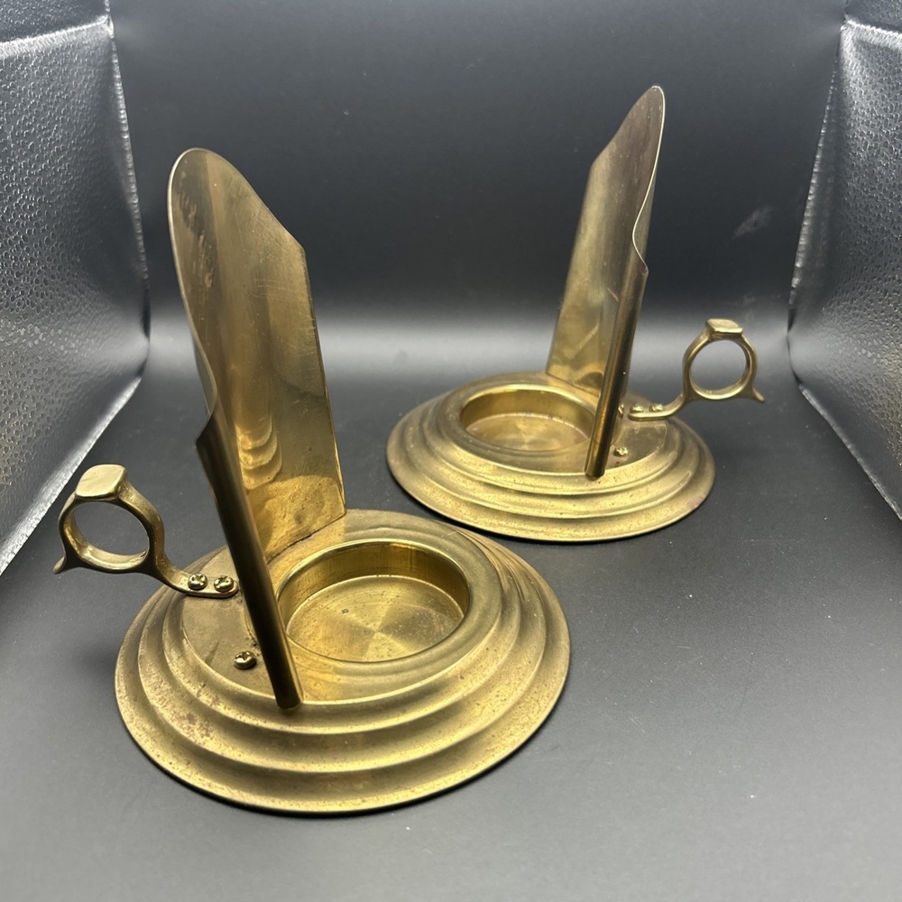Vintage Brass Pillar Candlestick Holders Grandma core Cottage Core Lot of 2
